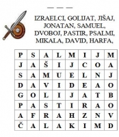 Mač – osmosmjerka s 11 pojmova o kralju Davidu